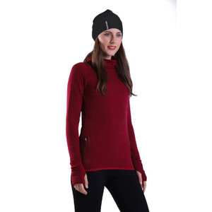 Pull de yoga pour femme rouge en polaire thermique athlétique à manches longues avec poche zippée pour le pouce